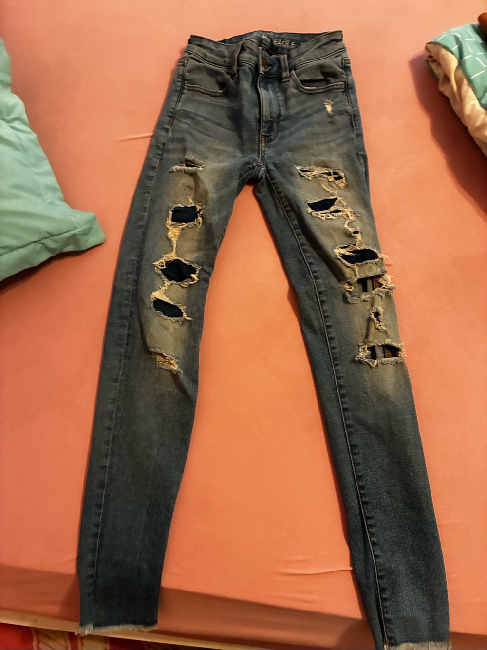 American Eagle Outfitters Women’s Ripped Skinny Jeans - Blue